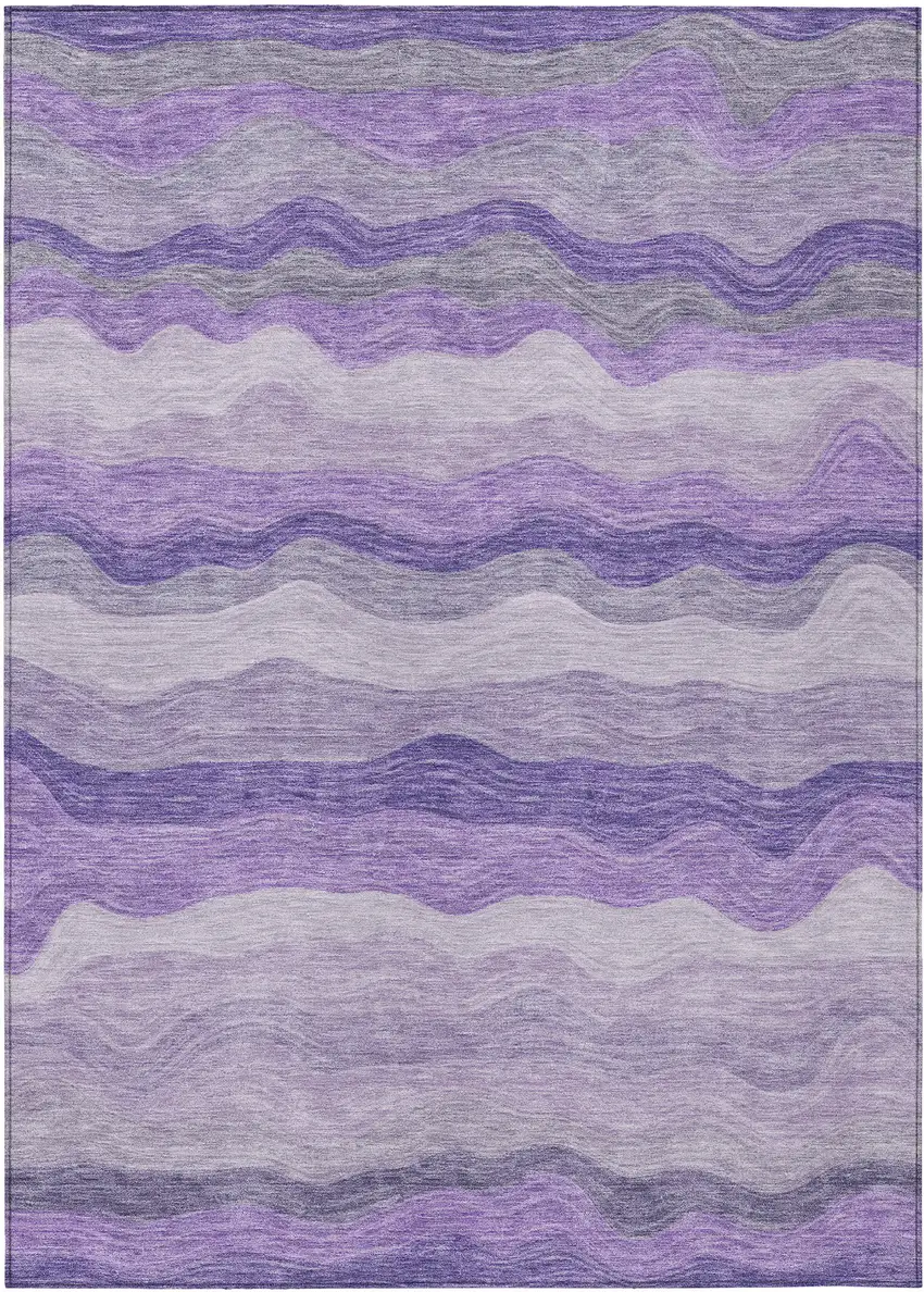 Purple And Plum Striped Washable Indoor Outdoor Area Rug Photo 8
