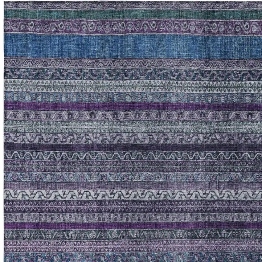 Purple And Plum Striped Washable Indoor Outdoor Area Rug Photo 3