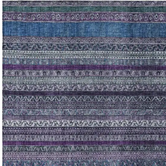 Purple And Plum Striped Washable Indoor Outdoor Area Rug Photo 3