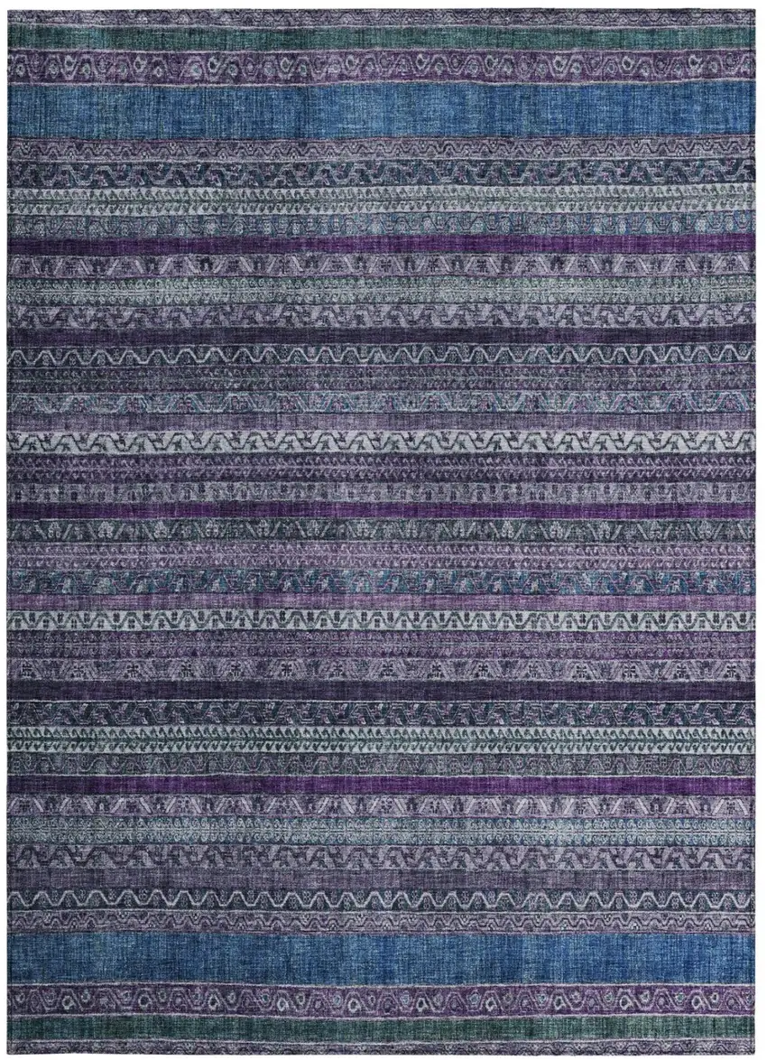 Purple And Plum Striped Washable Indoor Outdoor Area Rug Photo 4