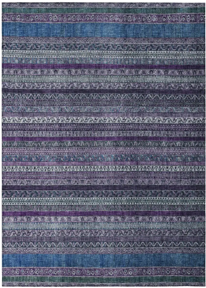 Purple And Plum Striped Washable Indoor Outdoor Area Rug Photo 2