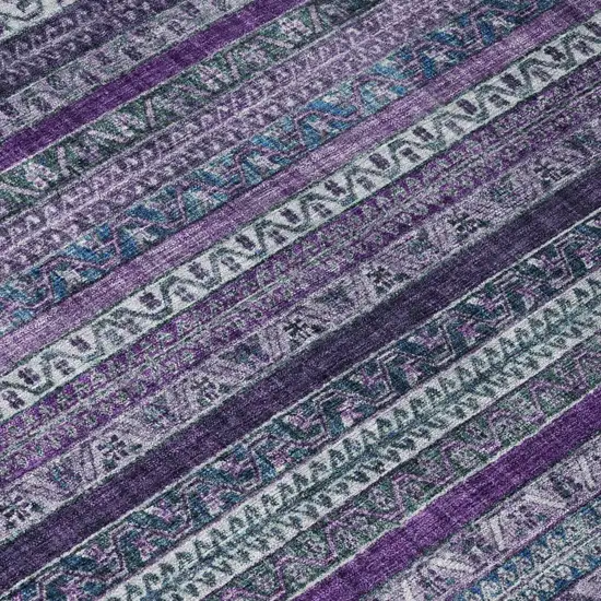 Purple And Plum Striped Washable Indoor Outdoor Area Rug Photo 6