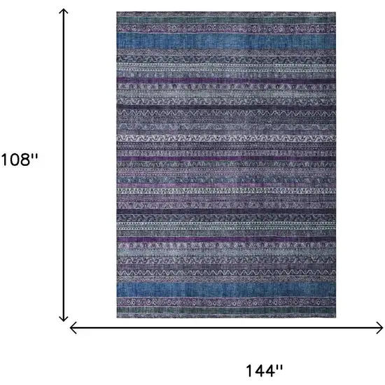 Purple And Plum Striped Washable Indoor Outdoor Area Rug Photo 7