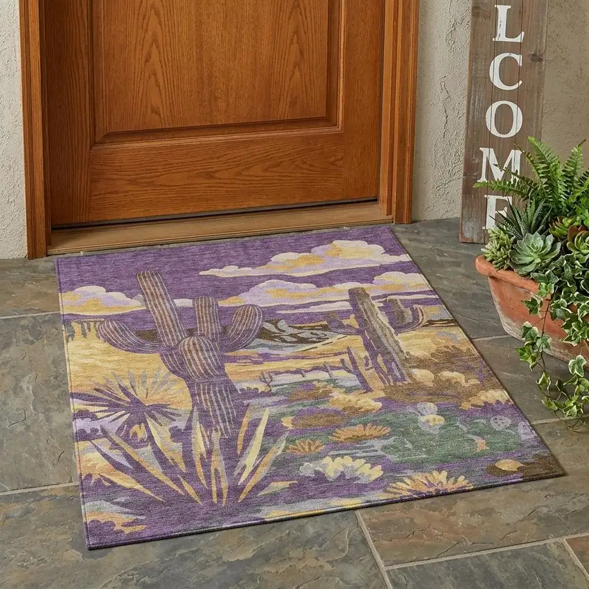 Purple And Plum Trees Washable Indoor Outdoor Area Rug Photo 1