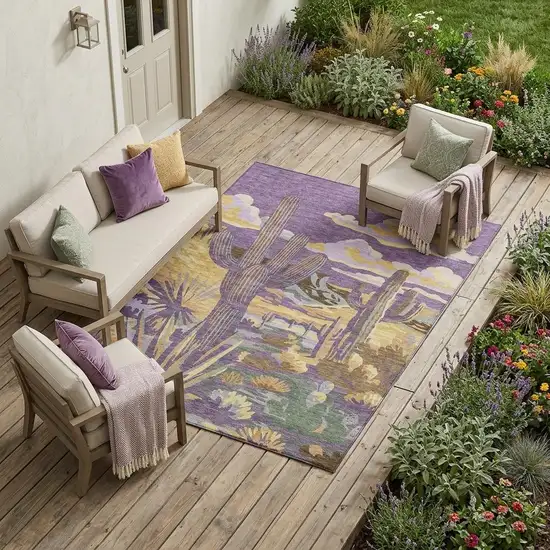Purple And Plum Trees Washable Indoor Outdoor Area Rug Photo 1