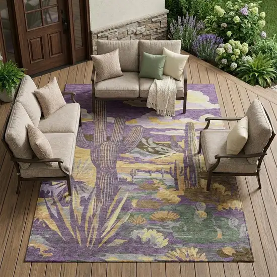 Purple And Plum Trees Washable Indoor Outdoor Area Rug Photo 1