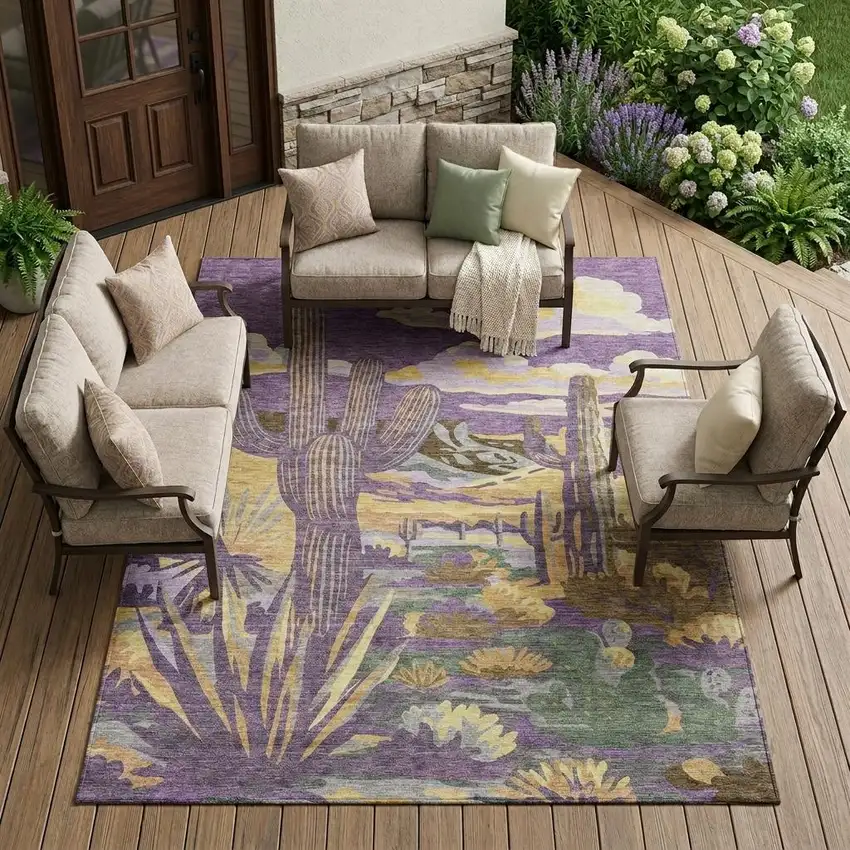 Purple And Plum Trees Washable Indoor Outdoor Area Rug Photo 1
