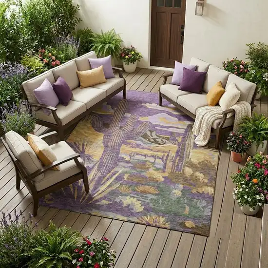 Purple And Plum Trees Washable Indoor Outdoor Area Rug Photo 1