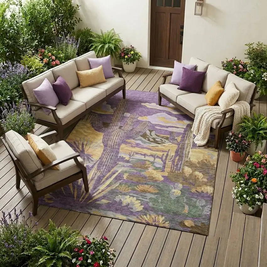Purple And Plum Trees Washable Indoor Outdoor Area Rug Photo 1