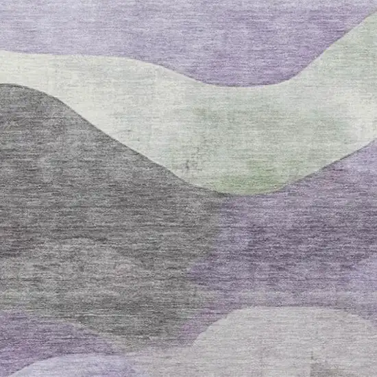 Purple And Sage Abstract Washable Indoor Outdoor Area Rug Photo 3