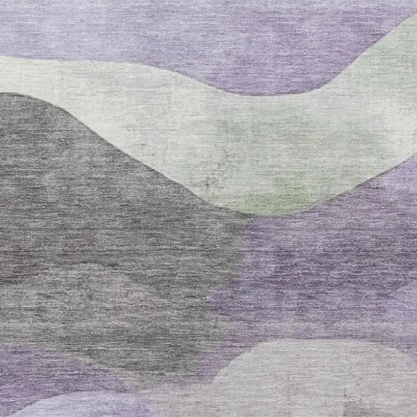 Purple And Sage Abstract Washable Indoor Outdoor Area Rug Photo 3
