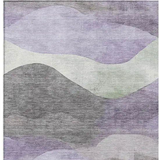 Purple And Sage Abstract Washable Indoor Outdoor Area Rug Photo 1