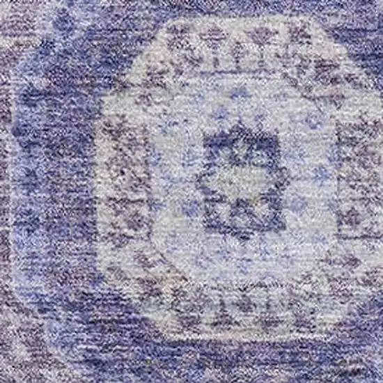 Purple And Silver Abstract Geometric Washable Area Rug With UV Protection Photo 3