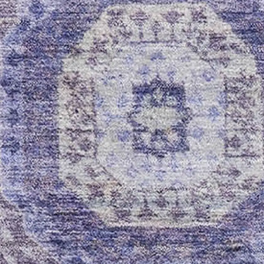 Purple And Silver Abstract Geometric Washable Area Rug With UV Protection Photo 3