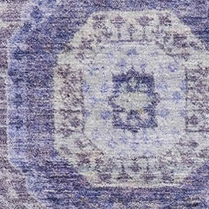 Purple And Silver Abstract Geometric Washable Area Rug With UV Protection Photo 3