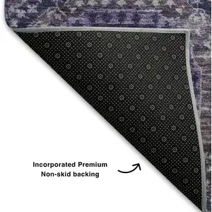 Photo of Purple And Silver Abstract Geometric Washable Area Rug With UV Protection