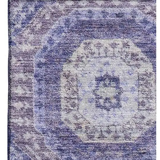 Purple And Silver Abstract Geometric Washable Area Rug With UV Protection Photo 4