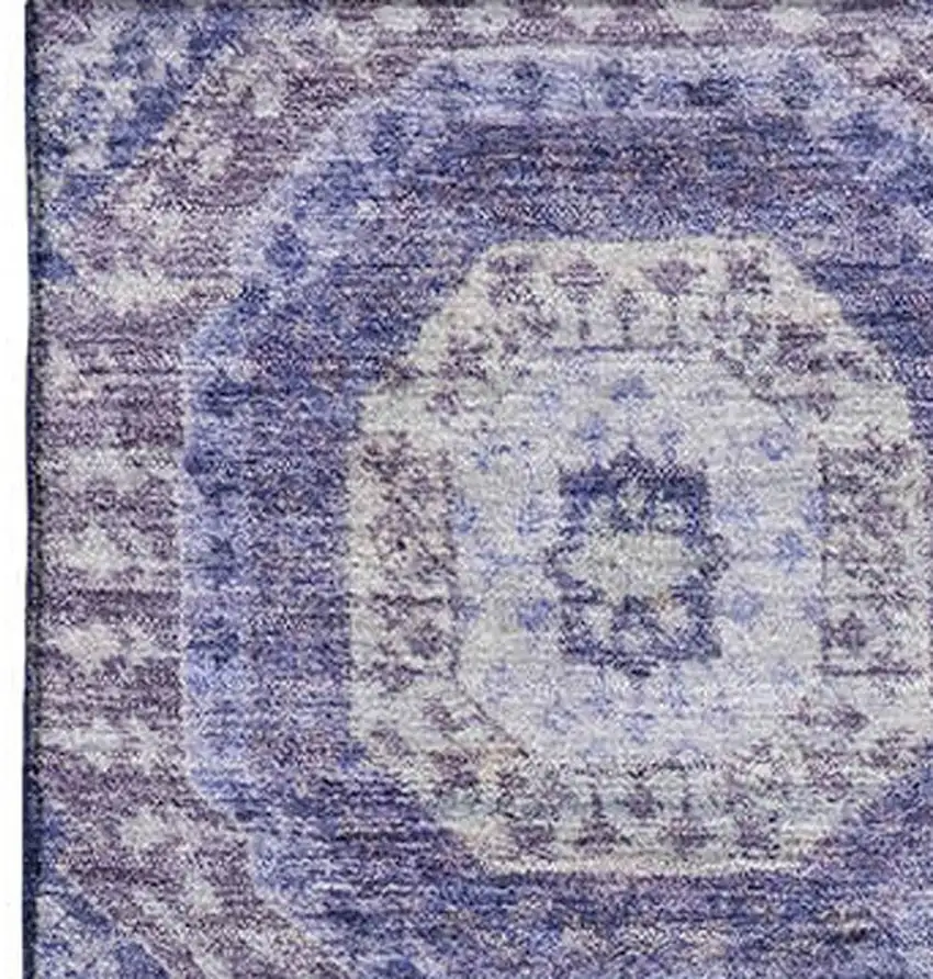 Purple And Silver Abstract Geometric Washable Area Rug With UV Protection Photo 4