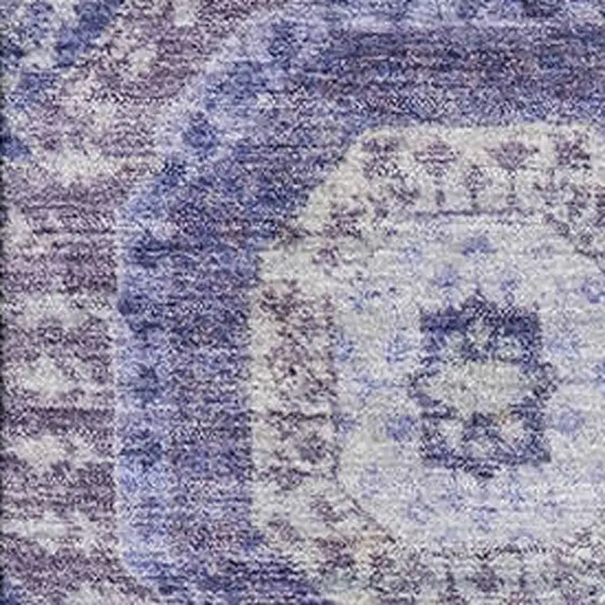 Purple And Silver Abstract Geometric Washable Area Rug With UV Protection Photo 3