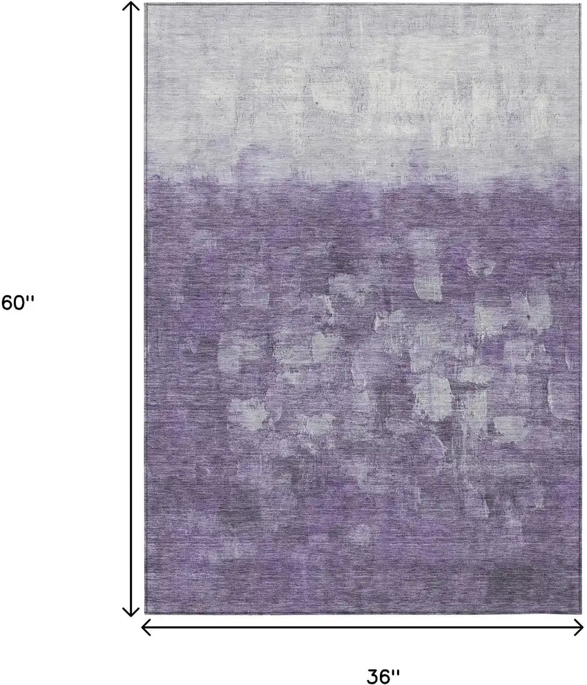 Purple And Silver Abstract Washable Indoor Outdoor Area Rug Photo 3