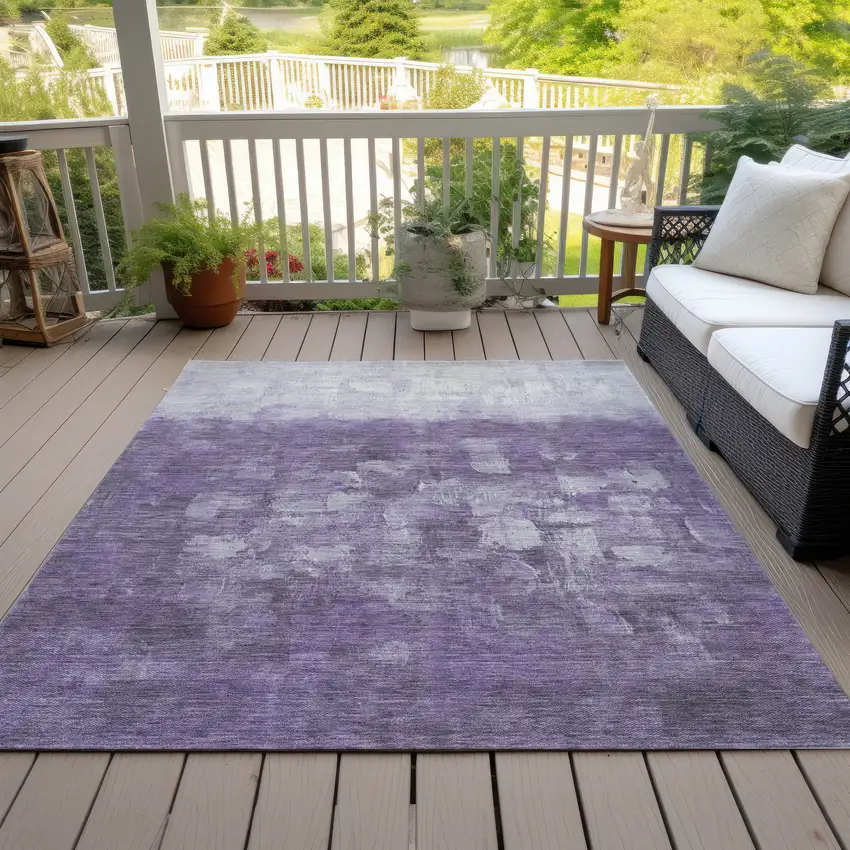 Purple And Silver Abstract Washable Indoor Outdoor Area Rug Photo 9