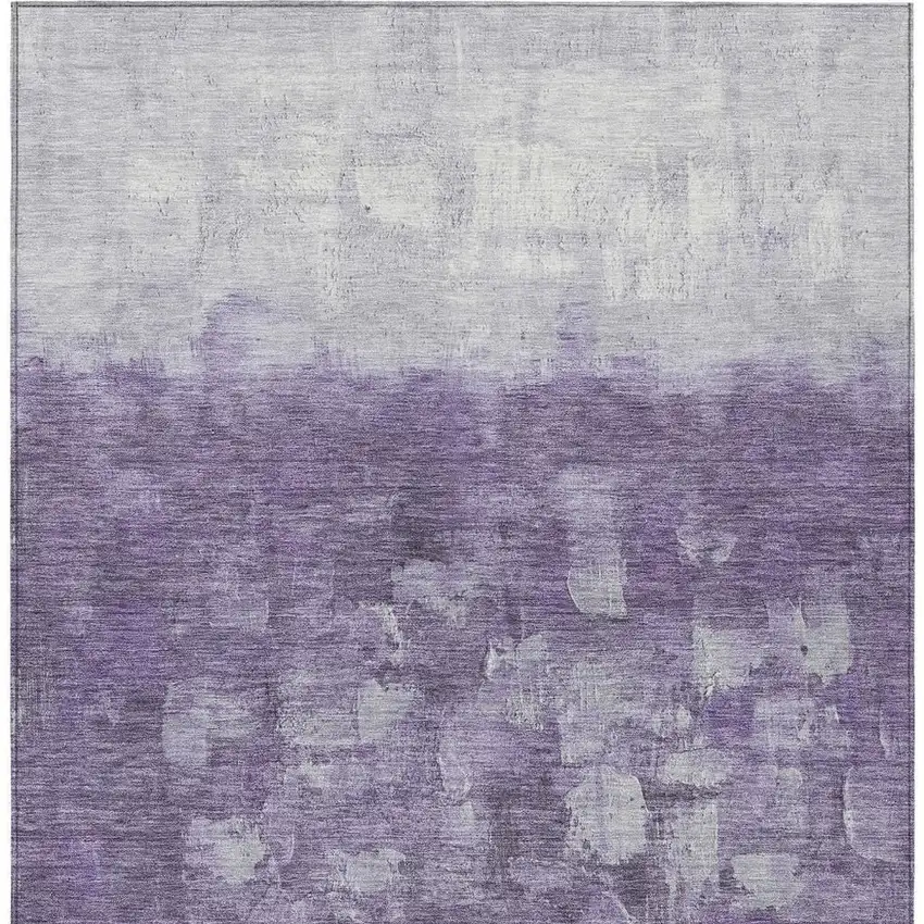 Purple And Silver Abstract Washable Indoor Outdoor Area Rug Photo 5