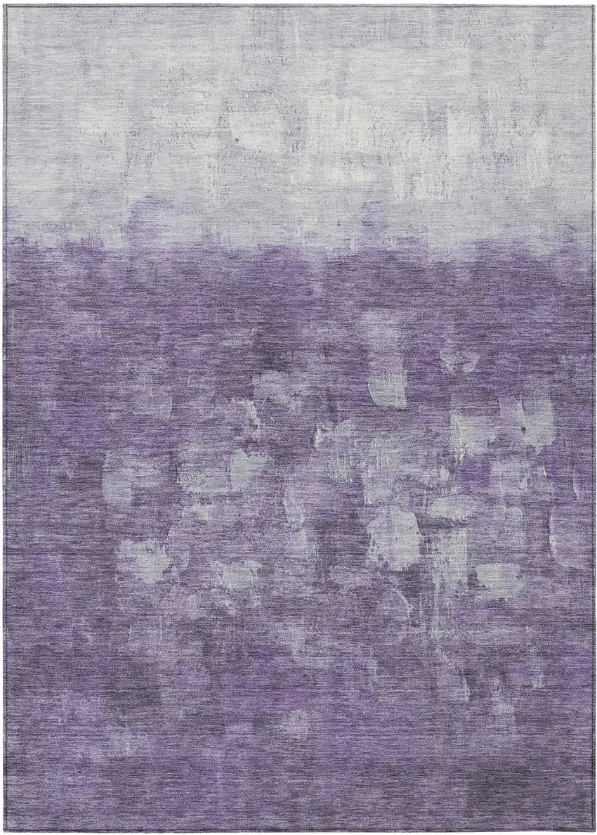 Purple And Silver Abstract Washable Indoor Outdoor Area Rug Photo 2