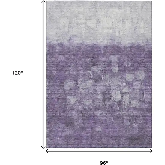 Purple And Silver Abstract Washable Indoor Outdoor Area Rug Photo 3