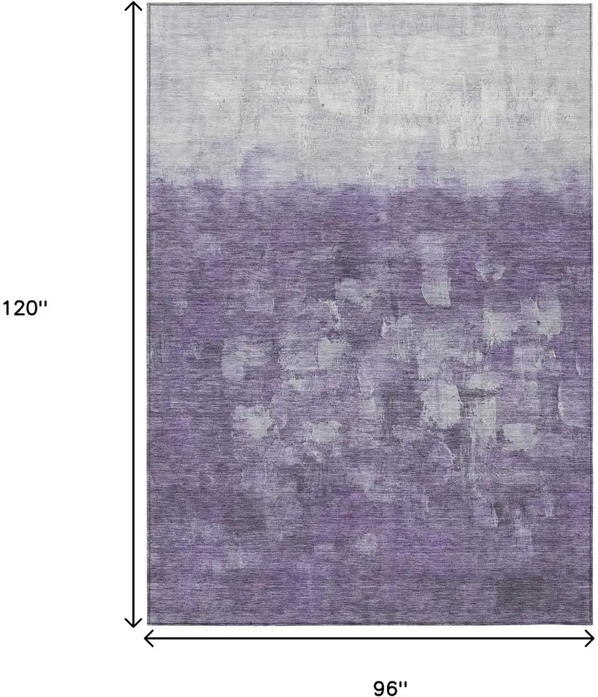 Purple And Silver Abstract Washable Indoor Outdoor Area Rug Photo 3