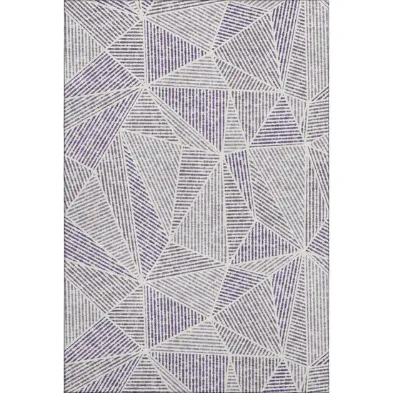 Purple And Silver Geometric Washable Area Rug With UV Protection Photo 1