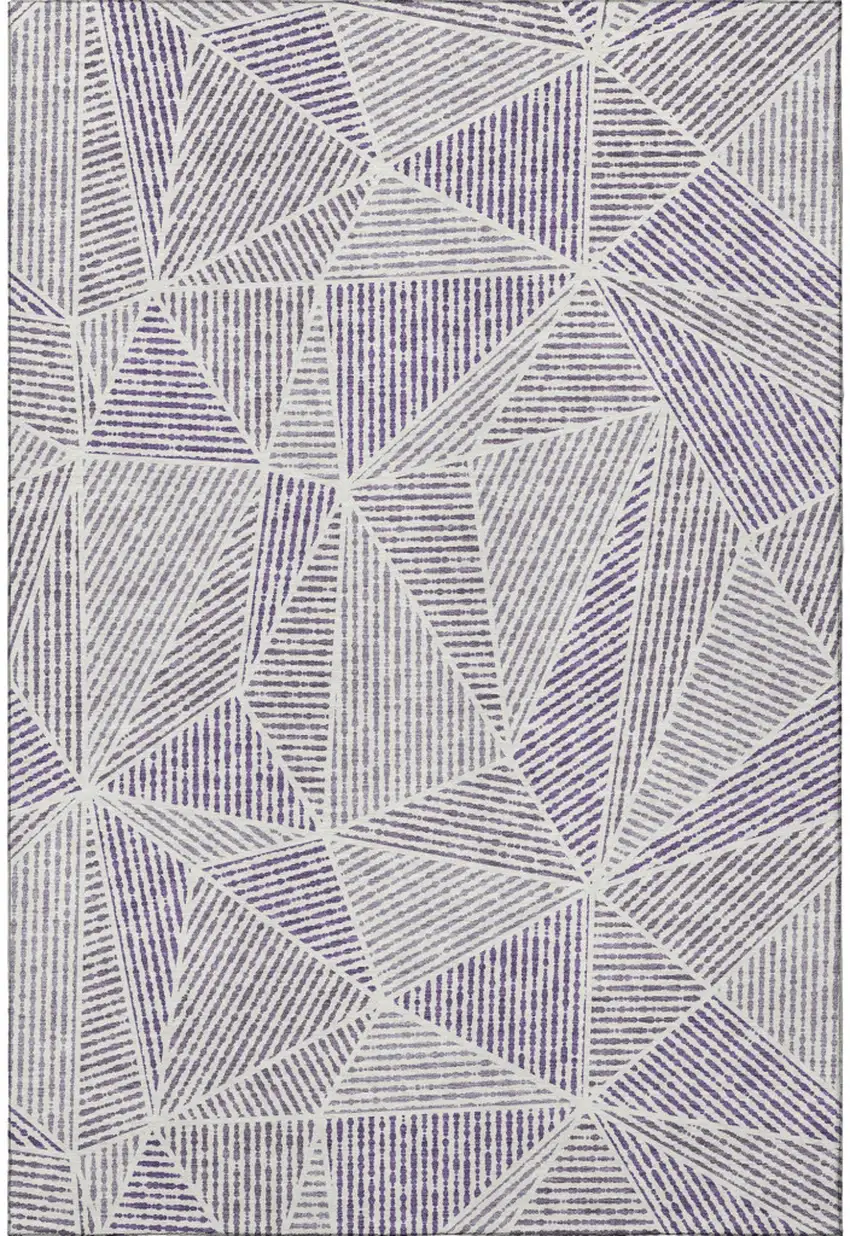 Purple And Silver Geometric Washable Area Rug With UV Protection Photo 4