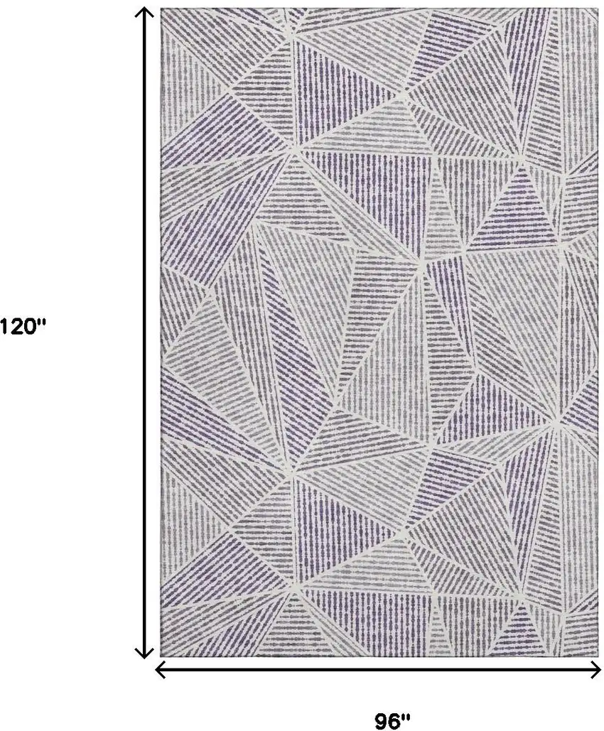Purple And Silver Geometric Washable Area Rug With UV Protection Photo 3