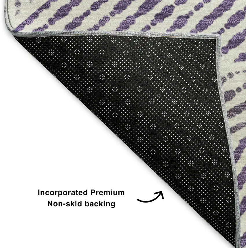 Purple And Silver Geometric Washable Area Rug With UV Protection Photo 7
