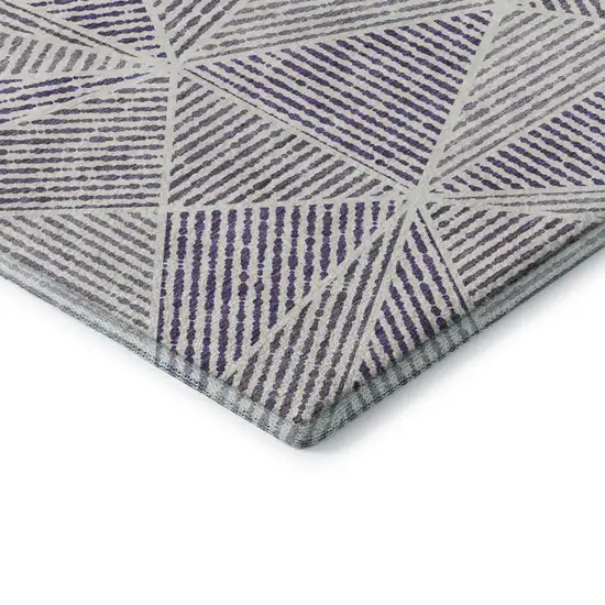 Purple And Silver Geometric Washable Area Rug With UV Protection Photo 8