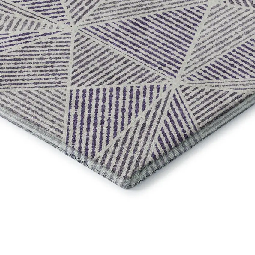 Purple And Silver Geometric Washable Area Rug With UV Protection Photo 8