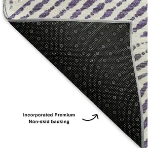 Photo of Purple And Silver Geometric Washable Area Rug With UV Protection