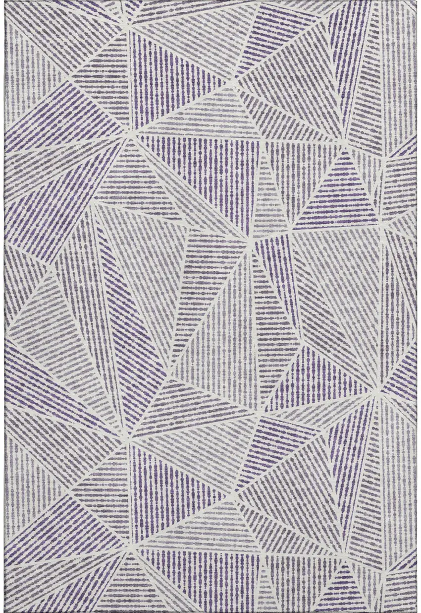 Purple And Silver Geometric Washable Area Rug With UV Protection Photo 1