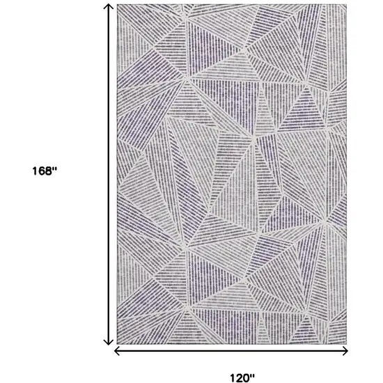 Purple And Silver Geometric Washable Area Rug With UV Protection Photo 3