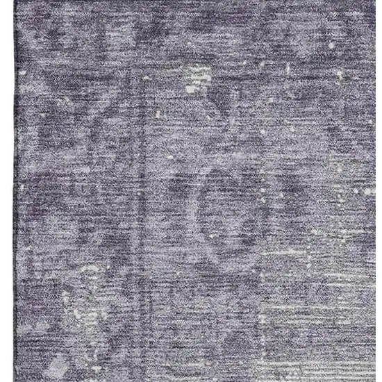 Purple And Silver Oriental Washable Area Rug With UV Protection Photo 3