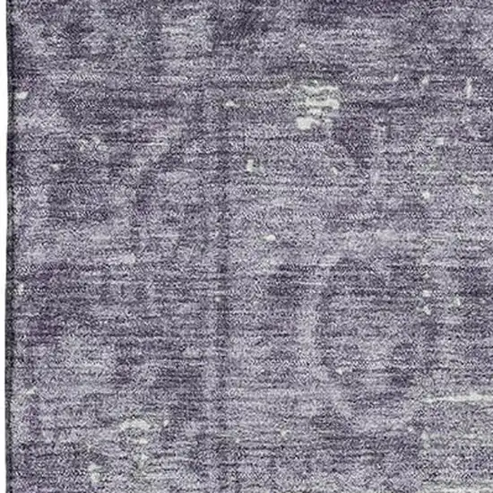 Purple And Silver Oriental Washable Area Rug With UV Protection Photo 2