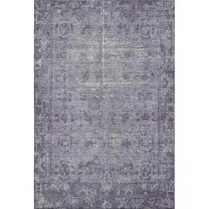 Photo of Purple And Silver Oriental Washable Area Rug With UV Protection