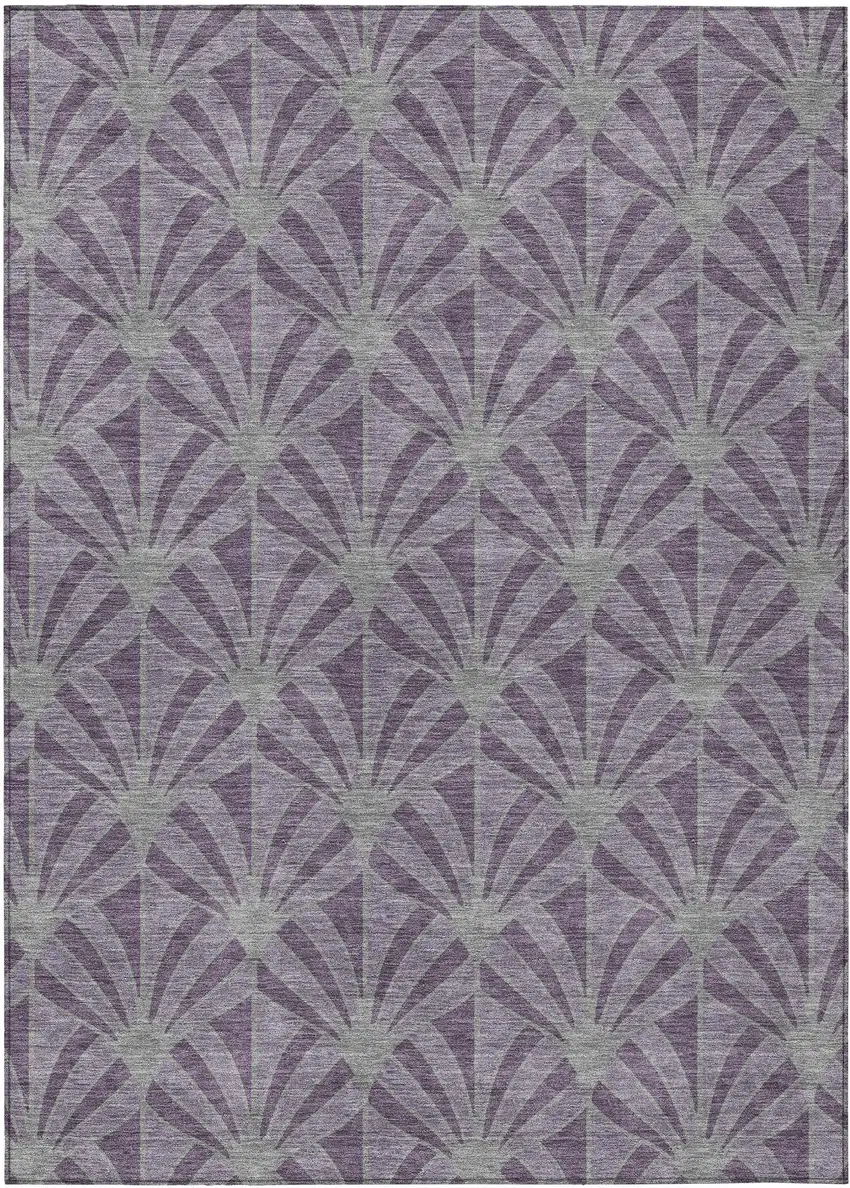 Purple And Silver Seashell Washable Indoor Outdoor Area Rug Photo 9