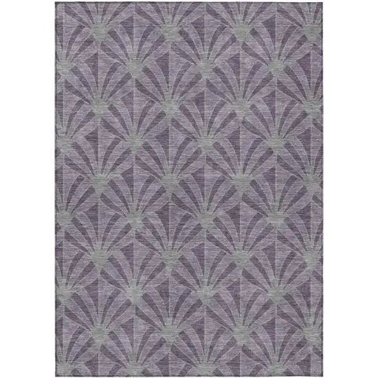 Purple And Silver Seashell Washable Indoor Outdoor Area Rug Photo 9