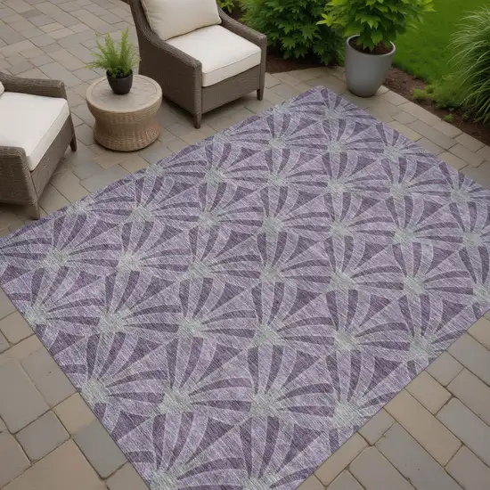 Purple And Silver Seashell Washable Indoor Outdoor Area Rug Photo 7