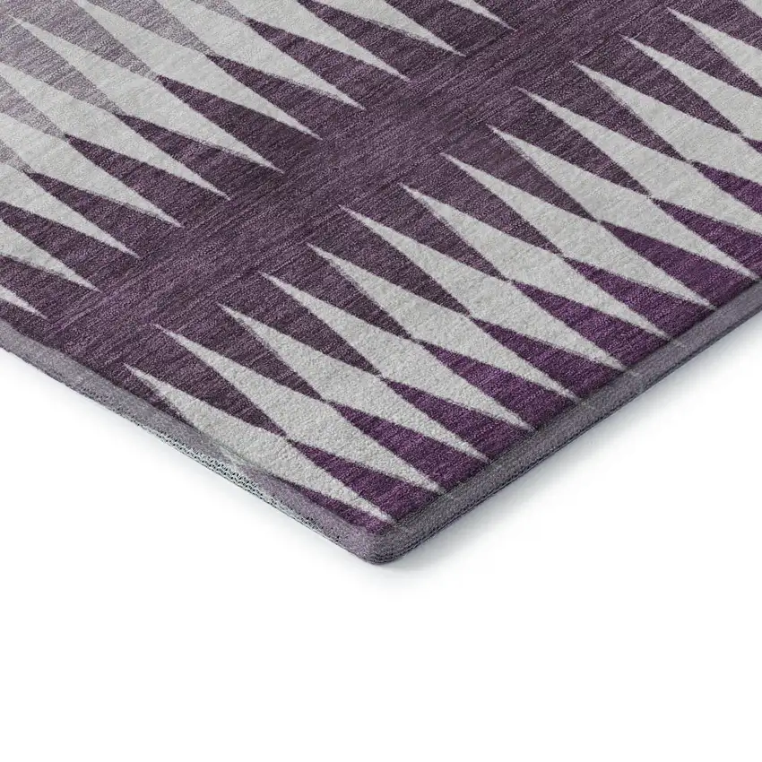 Purple And Silver Striped Washable Area Rug With UV Protection Photo 8