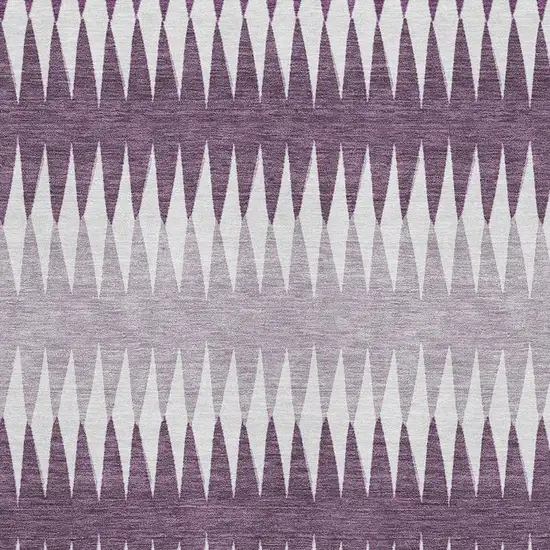 Purple And Silver Striped Washable Area Rug With UV Protection Photo 3