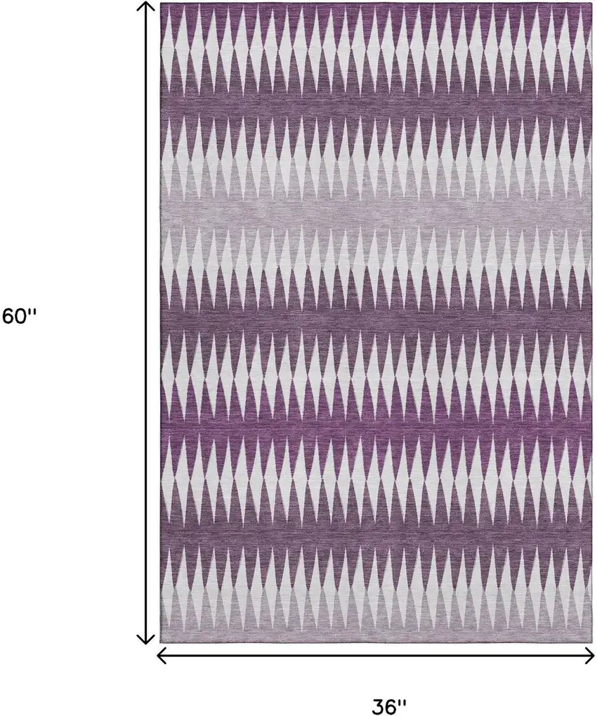 Purple And Silver Striped Washable Area Rug With UV Protection Photo 3