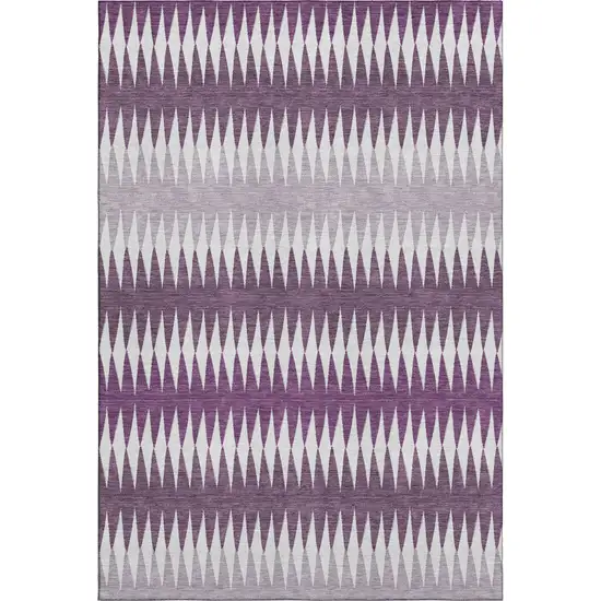 Purple And Silver Striped Washable Area Rug With UV Protection Photo 1