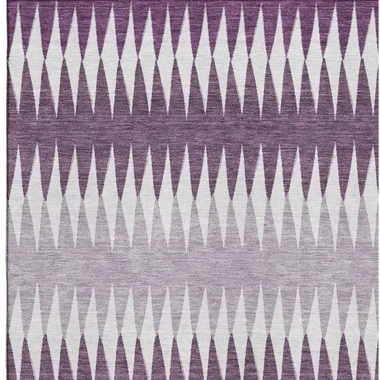 Purple And Silver Striped Washable Area Rug With UV Protection Photo 3
