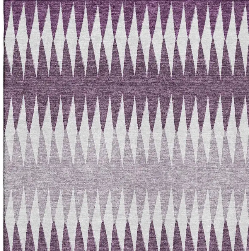 Purple And Silver Striped Washable Area Rug With UV Protection Photo 3